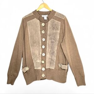 Jessica London  Sweater Jacket/cardigan. Tan, Suede, Size 18/20